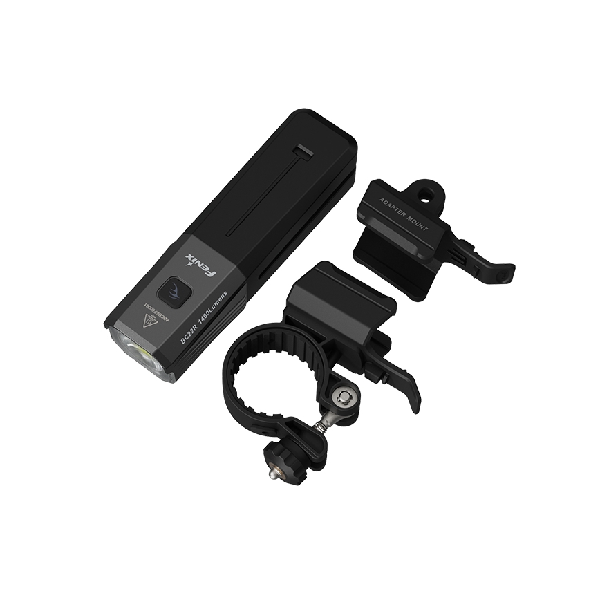 Fenix BC22R - Ładowalna, ściemnialna lampka rowerowa LED/USB 3400 mAh IP66 1400 lm 41 h czarna
