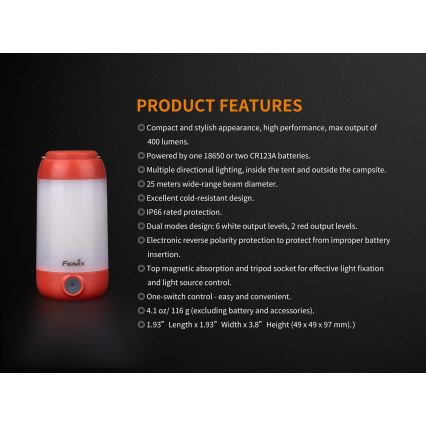 Fenix CL26RGREEN - LED Ściemnialna przenośne lampa akumulatorowa LED/USB IP66 400 lm 400 h zielona