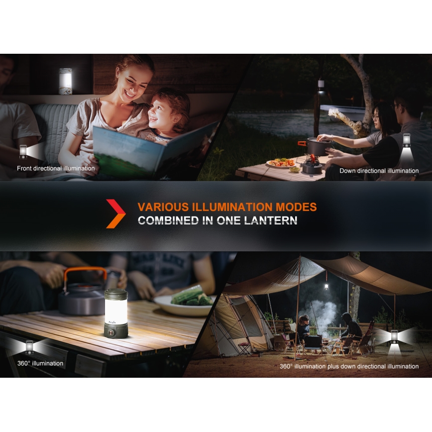 Fenix CL26RPROOLI - LED Ściemnialna przenośna akumulatorowa lampa LED/USB IP66 650 błyszcz. 408 h 5000 mAh zielony