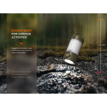 Fenix CL26RPROOLI - LED Ściemnialna przenośna akumulatorowa lampa LED/USB IP66 650 błyszcz. 408 h 5000 mAh zielony