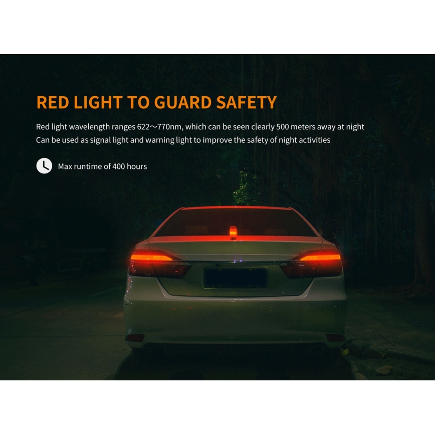 Fenix CL26RRED - LED Ściemnialna przenośna akumulatorowa lampa LED/USB/2xCR123A IP66 400 błyszcz. 400 h 2600 mAh pomarańczowy