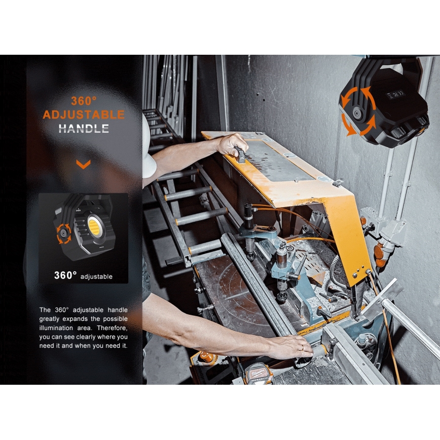 Fenix CL28R - LED Ściemnialny akumulatorowy reflektor z power bankiem LED/USB IP66 2000 błyszcz. 360 h 10000 mAh