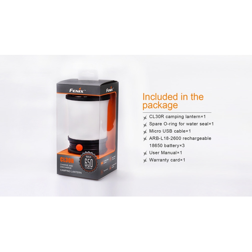 Fenix CL30R - Przenośna lampa akumulatorowa LED LED/USB/6xCR123A IPX7 650 lm 300 h 2600 mAh