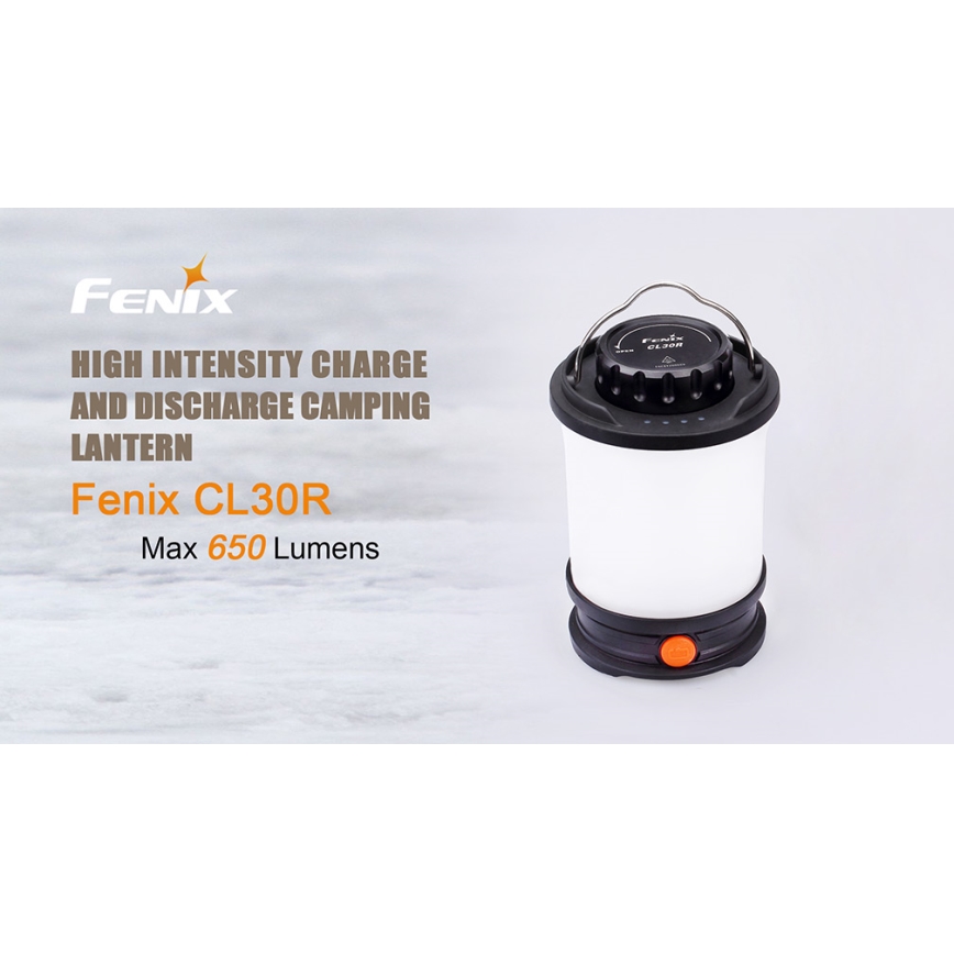 Fenix CL30R - przenośna latarka LED z ładowaniem LED/USB/6xCR123A IPX7 650 lm 300 h 2600 mAh