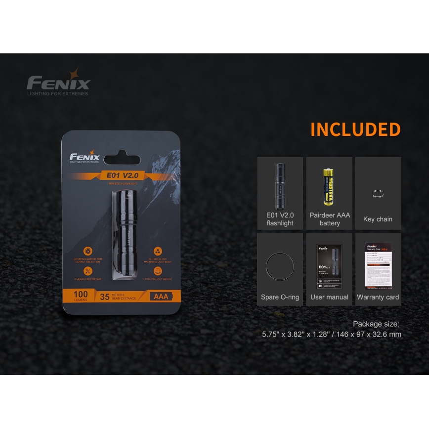 Fenix E01V20BLC - LED Latarka LED/1xAAA IP68