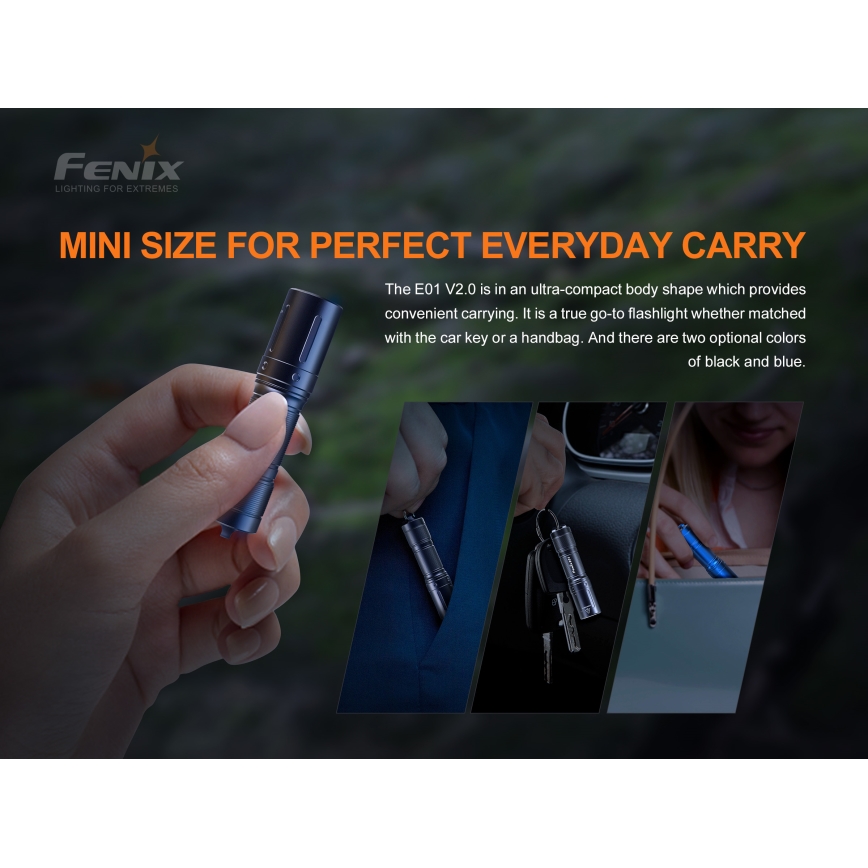 Fenix E01V20BLC - LED Latarka LED/1xAAA IP68
