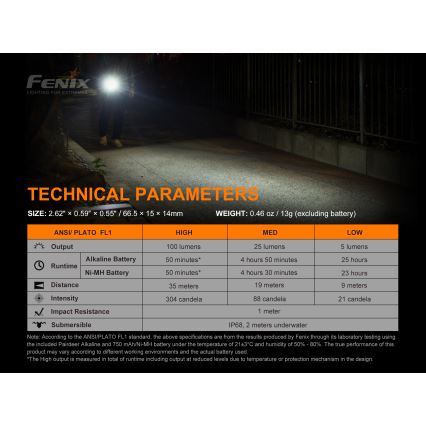 Fenix E01V20BLC - LED Latarka LED/1xAAA IP68