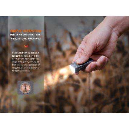 Fenix E03RV20BLU - LED Latarka akumulatorowa LED/USB IP66 500 błyszcz. 30 h 400 mAh