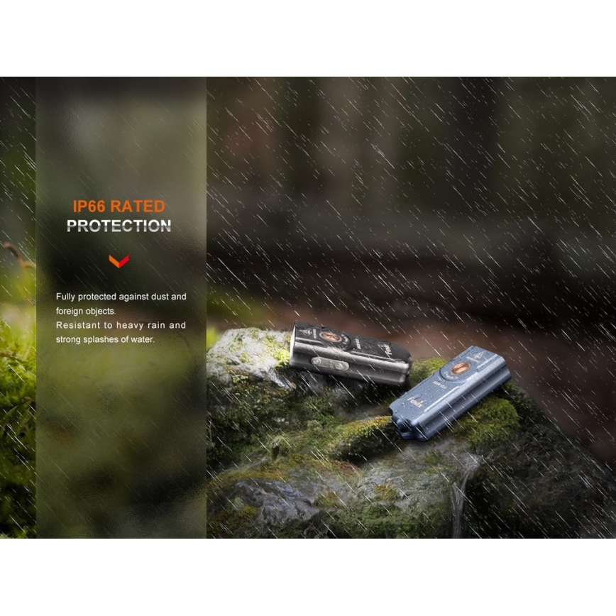 Fenix E03RV20BLU - LED Latarka akumulatorowa LED/USB IP66 500 błyszcz. 30 h 400 mAh