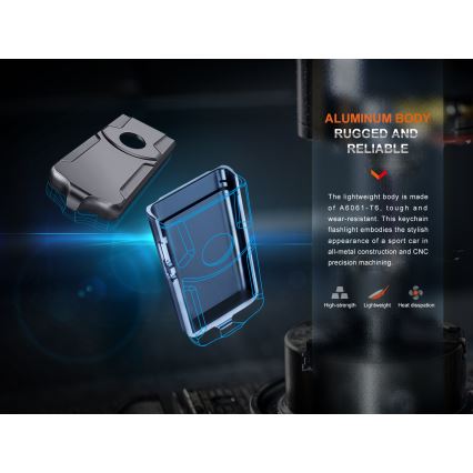 Fenix E03RV20GREY - LED Latarka akumulatorowa LED/USB IP66 500 błyszcz. 30 h 400 mAh