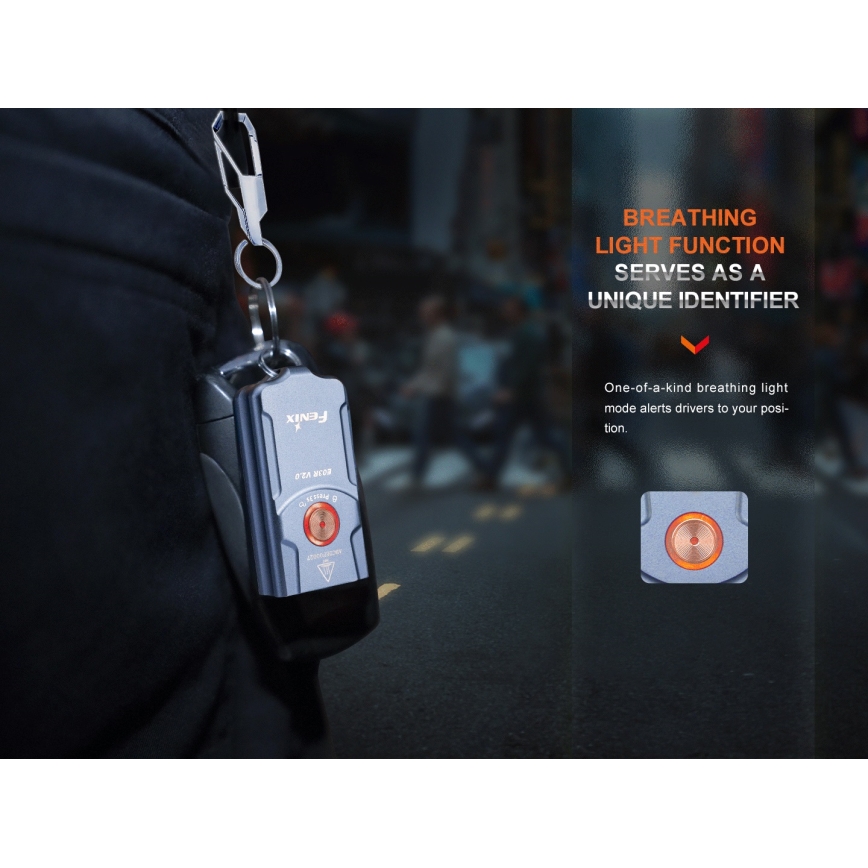 Fenix E03RV20GREY - LED Latarka akumulatorowa LED/USB IP66 500 błyszcz. 30 h 400 mAh