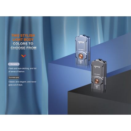 Fenix E03RV20GREY - LED Latarka akumulatorowa LED/USB IP66 500 błyszcz. 30 h 400 mAh