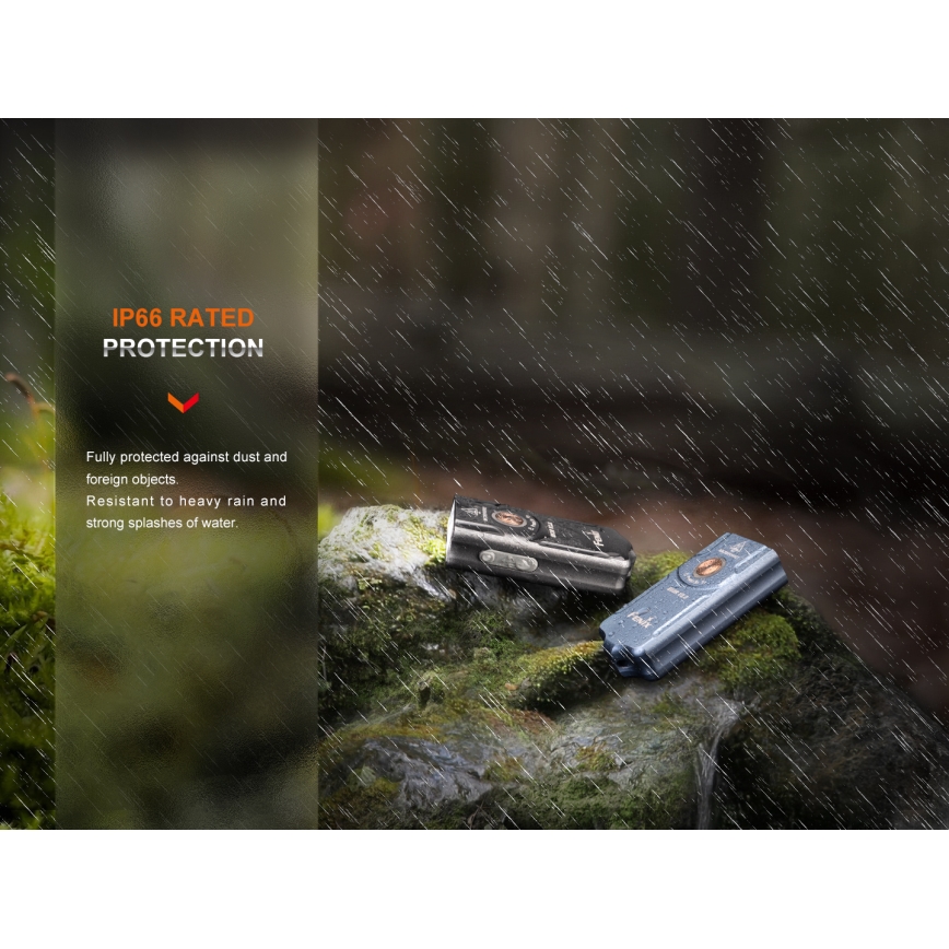 Fenix E03RV20GREY - LED Latarka akumulatorowa LED/USB IP66 500 błyszcz. 30 h 400 mAh