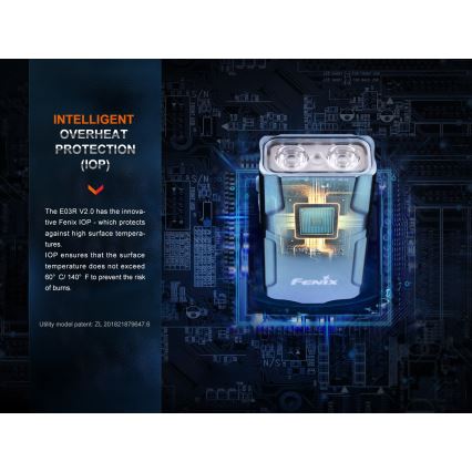 Fenix E03RV20GREY - LED Latarka akumulatorowa LED/USB IP66 500 błyszcz. 30 h 400 mAh