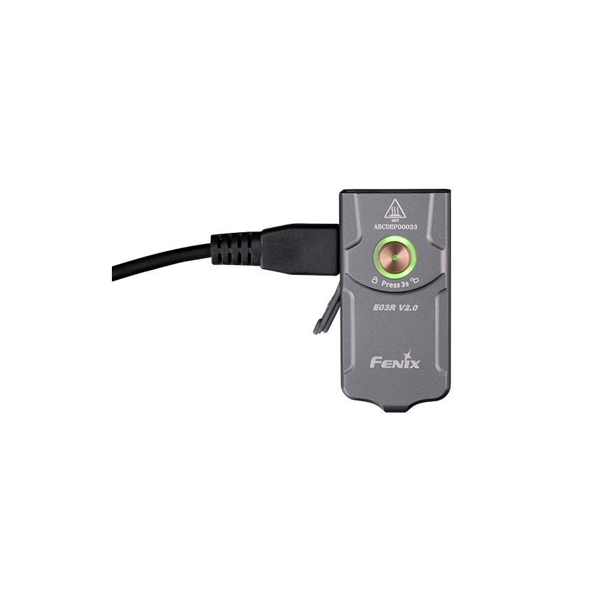 Fenix E03RV20GREY - LED Latarka akumulatorowa LED/USB IP66 500 błyszcz. 30 h 400 mAh