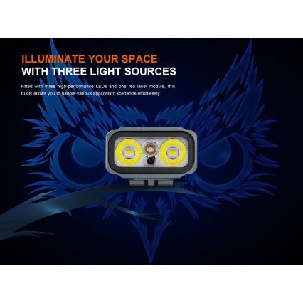 Fenix E06RGRY - LED Ściemnialna akumulatorowa latarka UV LED/USB IP66 700 błyszcz. 60 h 750 mAh szary