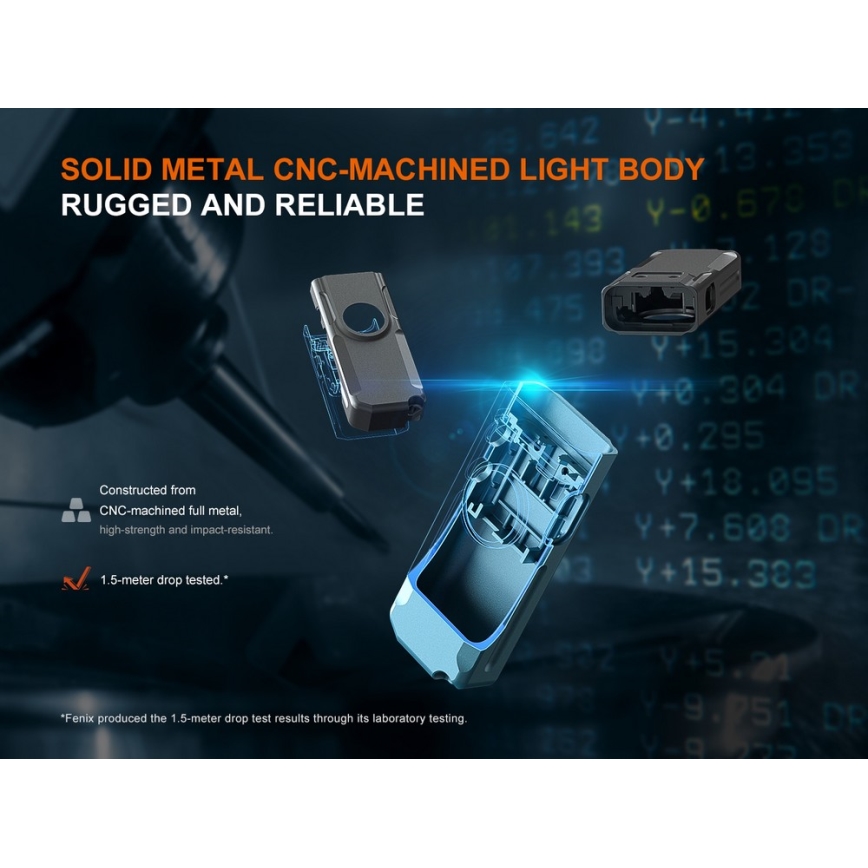 Fenix E06RGRY - LED Ściemnialna akumulatorowa latarka UV LED/USB IP66 700 błyszcz. 60 h 750 mAh szary