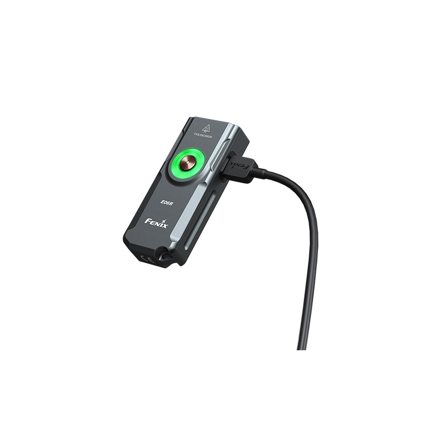 Fenix E06RGRY - LED Ściemnialna akumulatorowa latarka UV LED/USB IP66 700 błyszcz. 60 h 750 mAh szary