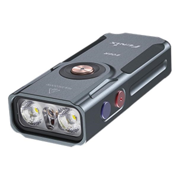 Fenix E06RGRY - LED Ściemnialna akumulatorowa latarka UV LED/USB IP66 700 błyszcz. 60 h 750 mAh szary