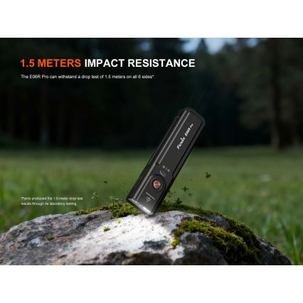 Fenix E06RPROEUBLC - ściemnialna ładowalna latarka LED/USB 1650 mAh IP66 1600 lm 111 h czarna