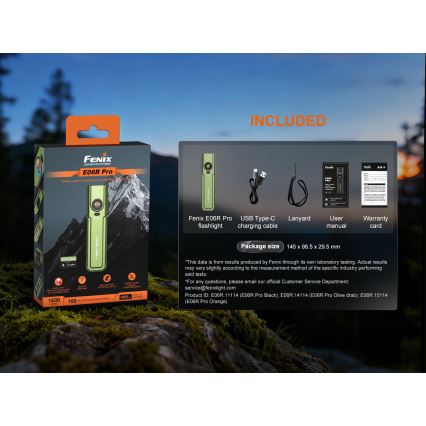 Fenix E06RPROEUOLI - LED ściemnialna latarka ładowalna LED/USB 1650 mAh IP66 1600 lm 111 h zielona