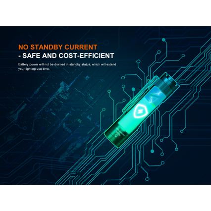 Fenix E12V30 - ładowalna latarka LED z regulacją jasności, 1×AA (2000 mAh), IP68, 200 lm, do 100 h, czarna