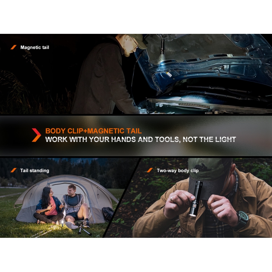 Fenix E28RV20 - LED Ściemnialna akumulatorowa latarka LED/USB/2xCR123A IP68 1700 błyszcz. 260 h 3400 mAh