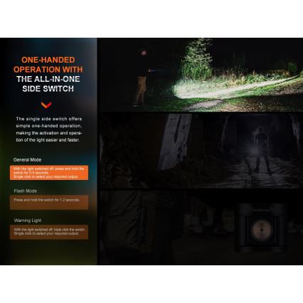Fenix E28RV20 - LED Ściemnialna akumulatorowa latarka LED/USB/2xCR123A IP68 1700 błyszcz. 260 h 3400 mAh