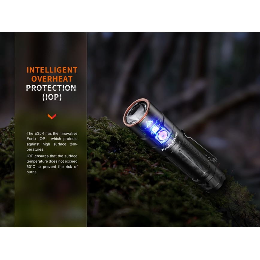 Fenix E35RSETAODS - LED Ściemn. akumul. latarka LED/USB IP68 3100 lm 69 h 5000 mAh + dyfuzor 26,5mm