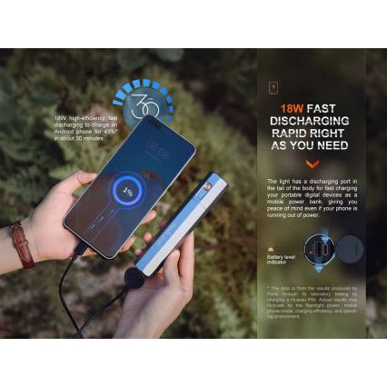 Fenix ECPBLCK - LED Latarka akumulatorowa z power bankiem USB IP68 1600 błyszcz. 504 h 5000 mAh czarny