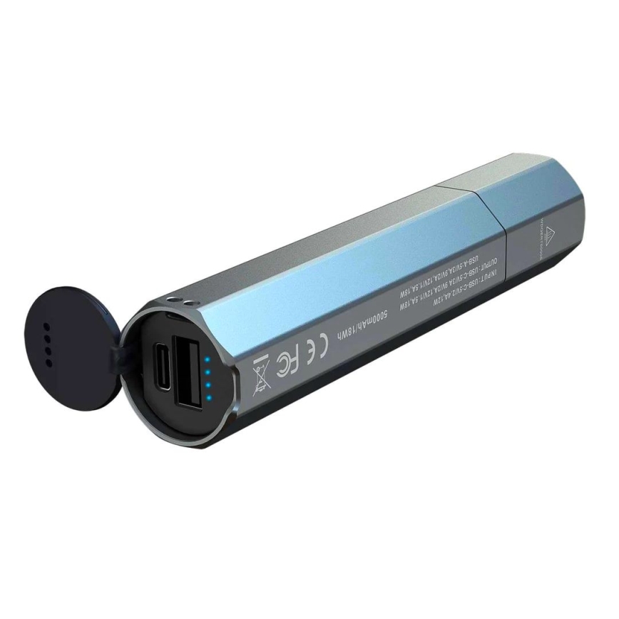 Fenix ECPBLUE - LED Latarka akumulatorowa z power bankiem USB IP68 1600 błyszcz. 504 h 5000 mAh niebieski