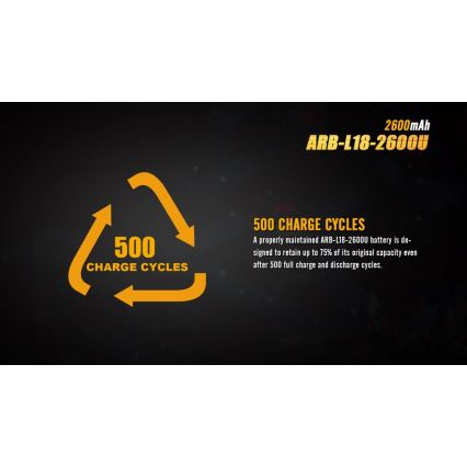 Fenix FE18650LI26USB - 1 szt. Akumulator ładowalny USB, 3,6 V, 2600 mAh