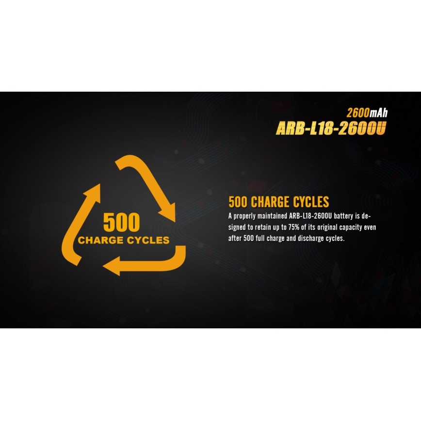Fenix FE18650LI26USB - 1 szt. Akumulator ładowalny USB, 3,6 V, 2600 mAh