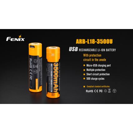 Fenix FE18650LI35USB - 1 szt. Akumulator ładowalny USB/3,6V 3500 mAh
