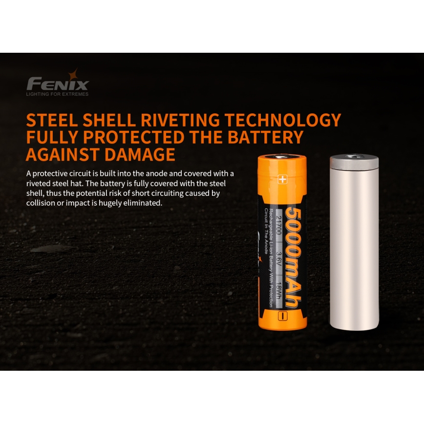 Fenix FE21700V20 - 1 szt. Akumulator ładowalny 21700/3,6 V 5000 mAh