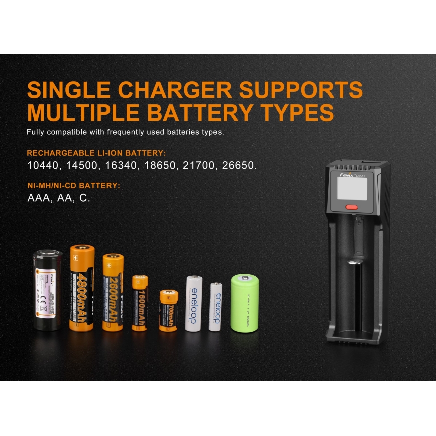 Fenix FENARED1 - Ładowarka baterii 1xLi-ion/AAA/AA/C 5V
