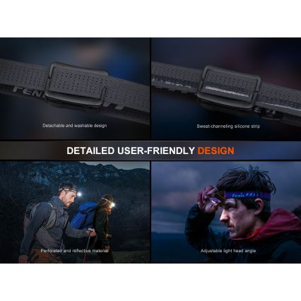 Fenix HL12RV20BLC - ściemnialna, ładowalna czołówka LED/USB, 950 mAh, IP66, 500 lm, 112 h, czarna