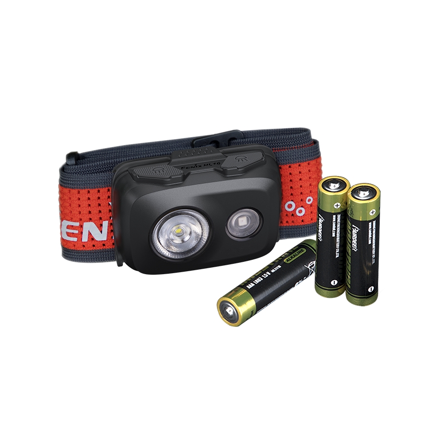 Fenix HL16V2BLK - LED Czołówka LED/3xAAA IP66 450 lm 200 h czarna/pomarańczowa