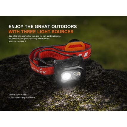 Fenix HL18RTV20BLC - LED Ściemnialna ładowalna czołówka LED/USB IP66 800 lm 160 h czarny/pomarańczowy