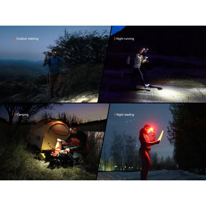Fenix HL18RTV20BLC - LED Ściemnialna ładowalna czołówka LED/USB IP66 800 lm 160 h czarny/pomarańczowy