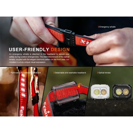 Fenix HL18RTV20WHT - LED Ściemnialna ładowalna czołówka LED/USB IP66 800 lm 160 h biały/czarny