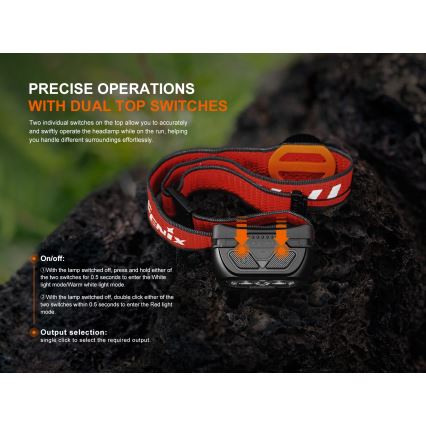 Fenix HL18RTV20WHT - LED Ściemnialna ładowalna czołówka LED/USB IP66 800 lm 160 h biały/czarny