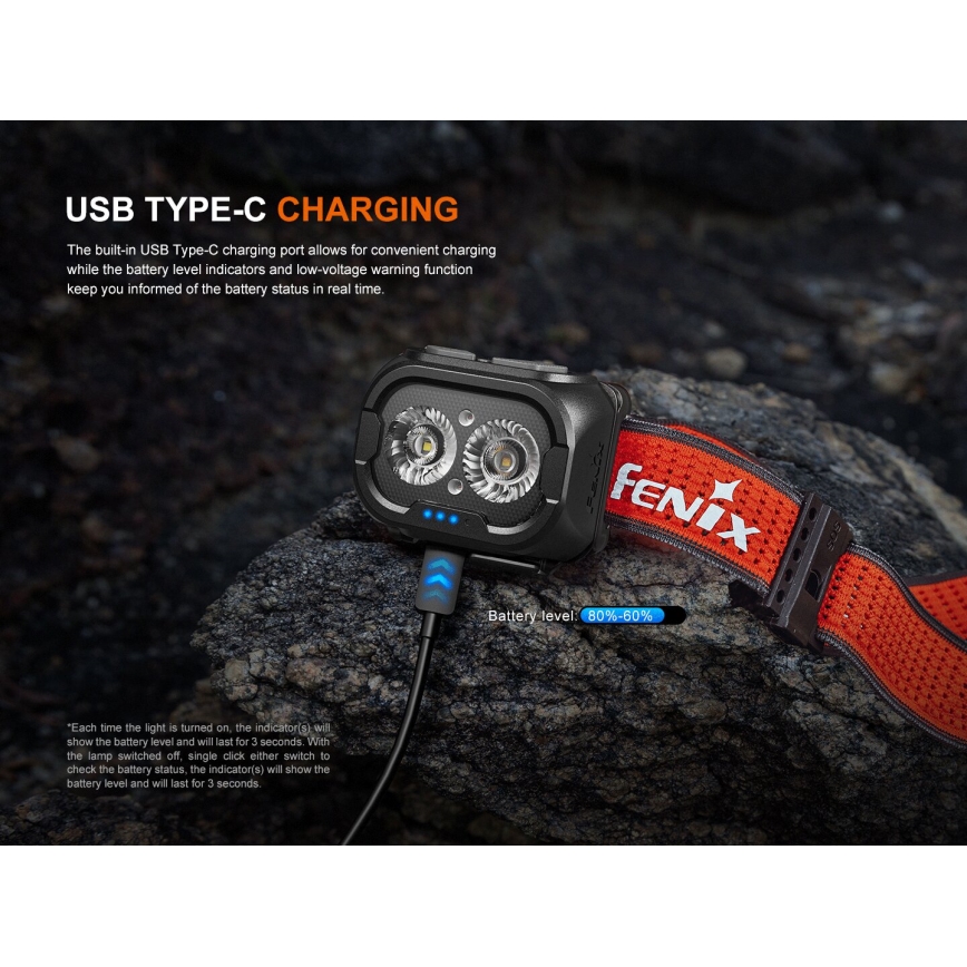 Fenix HL18RTV20WHT - LED Ściemnialna ładowalna czołówka LED/USB IP66 800 lm 160 h biały/czarny