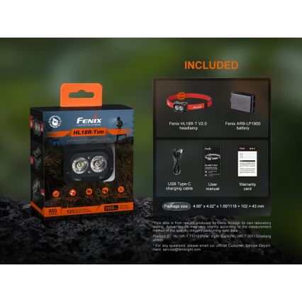 Fenix HL18RTV20WHT - LED Ściemnialna ładowalna czołówka LED/USB IP66 800 lm 160 h biały/czarny