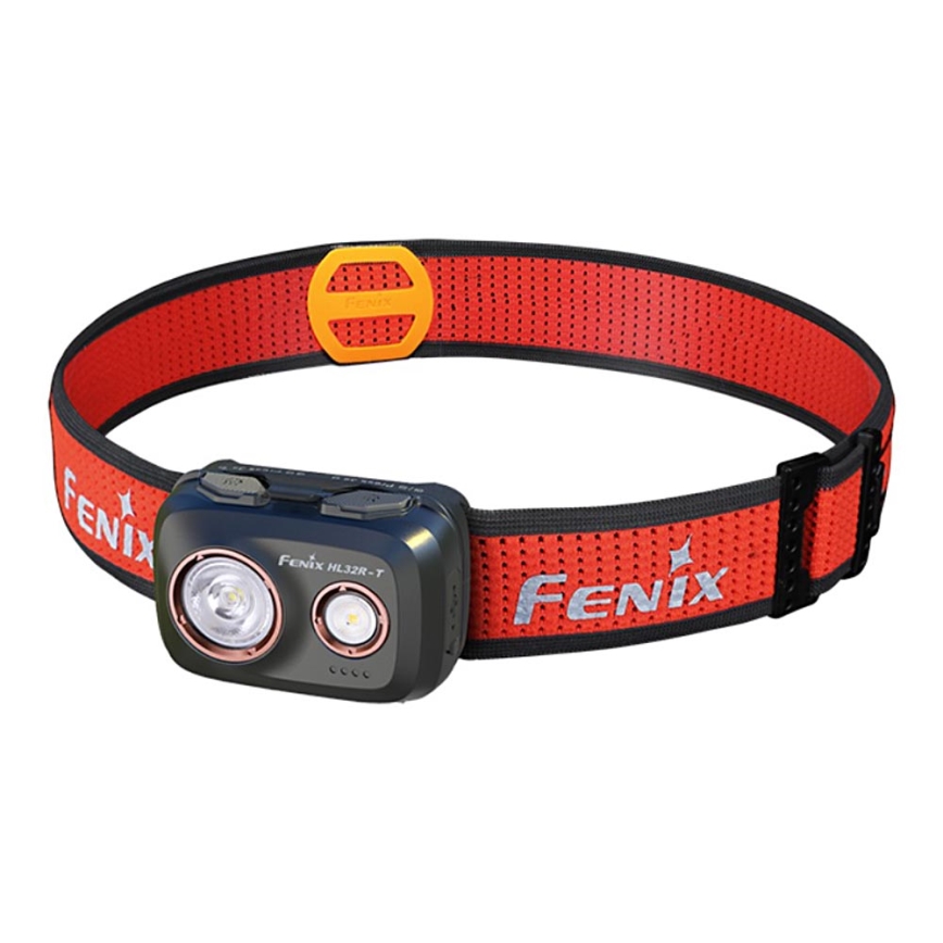 Fenix HL32RTBLCK - LED Czołówka akumulatorowa LED/USB/3xAAA IP66 800 błyszcz. 300 h 1900 mAh czarny/pomarańczowy