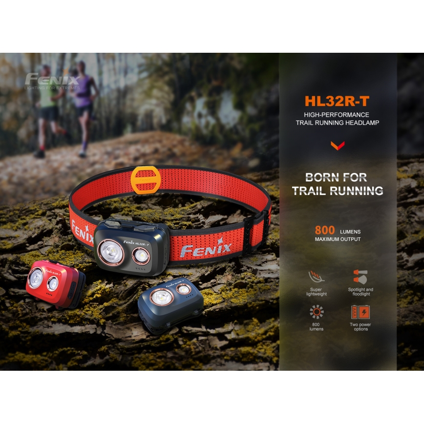 Fenix HL32RTRED - LED Czołówka akumulatorowa LED/USB/3xAAA IP66 800 lm 300 h czerwona/pomarańczowa