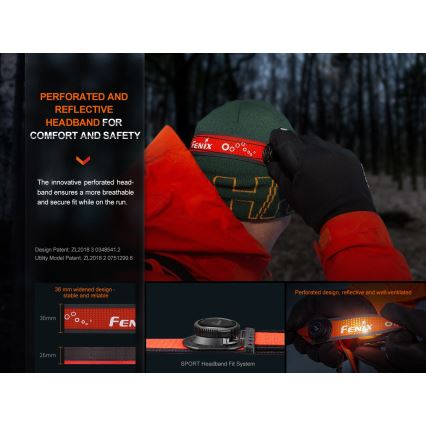 Fenix HL32RTRED - LED Czołówka akumulatorowa LED/USB/3xAAA IP66 800 lm 300 h czerwona/pomarańczowa