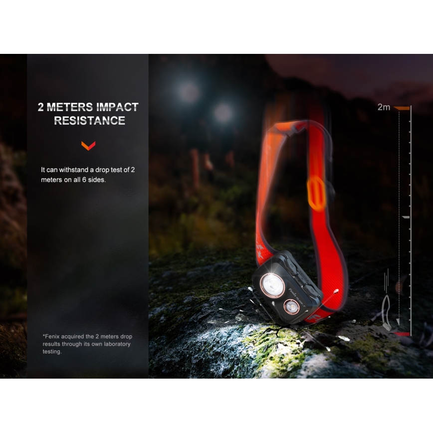 Fenix HL32RTRED - LED Czołówka akumulatorowa LED/USB/3xAAA IP66 800 lm 300 h czerwona/pomarańczowa