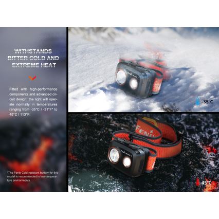 Fenix HL32RTRED - LED Czołówka akumulatorowa LED/USB/3xAAA IP66 800 lm 300 h czerwona/pomarańczowa