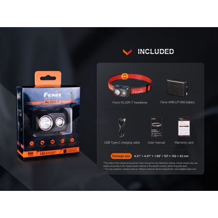 Fenix HL32RTRED - LED Czołówka akumulatorowa LED/USB/3xAAA IP66 800 lm 300 h czerwona/pomarańczowa
